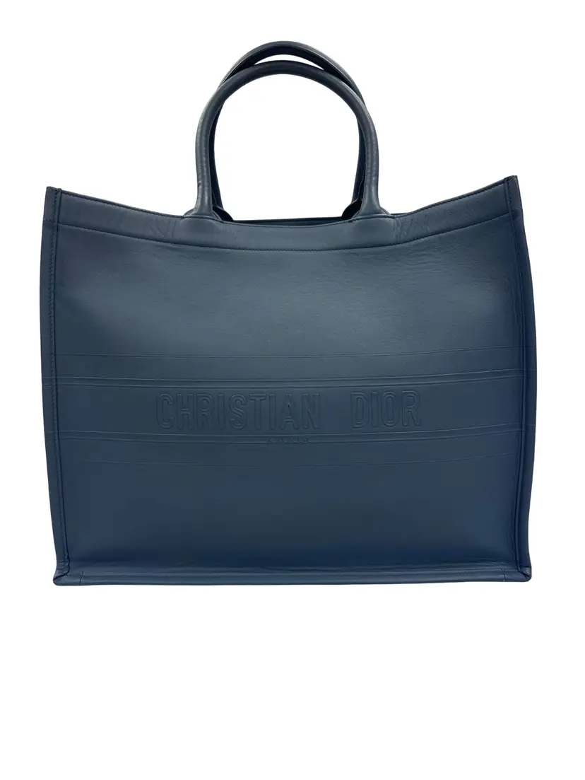 Dior Blue Calfskin Embossed Bool Tote