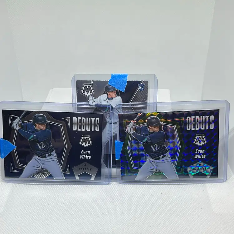 (3) Evan White 2021 Panini Mosaic  Seattle Mariners Rookie RC with 1 PRIZM