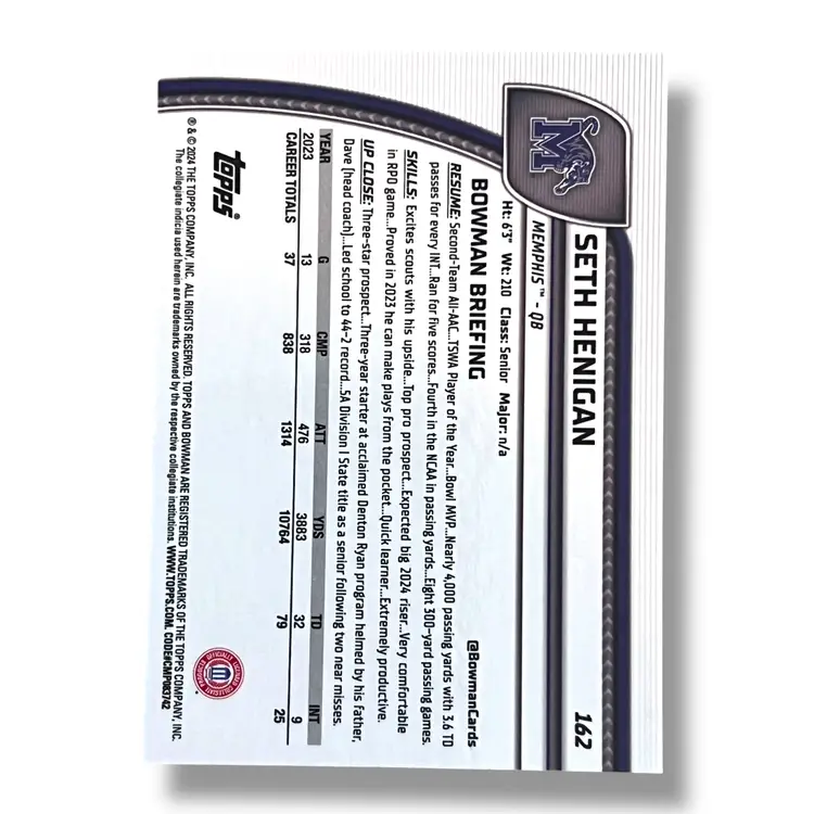 2024 Bowman University Chrome Seth Henigan Purple Refractor 172/399