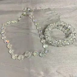 Ab Crystal Necklace & Stretch Bracelet Set,