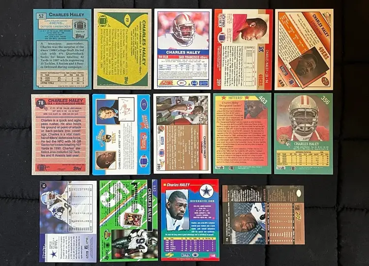 Charles Haley 14 Card Lot: 1988 Topps, 1990 Action Packed, 1988-1996, NM/M