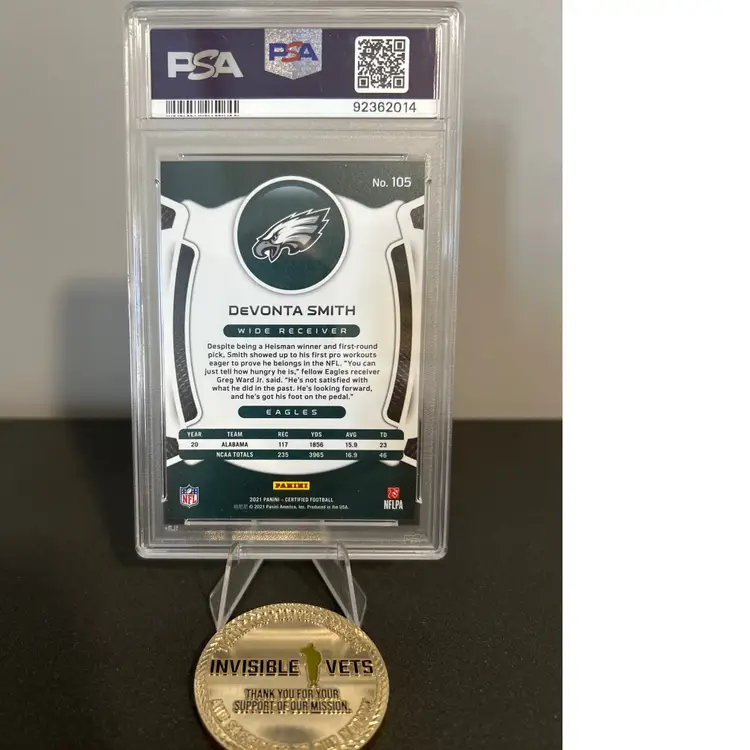 DEVONTA SMITH 2021 CERTIFIED PINK MIRROR RC #057/199 PSA 10
