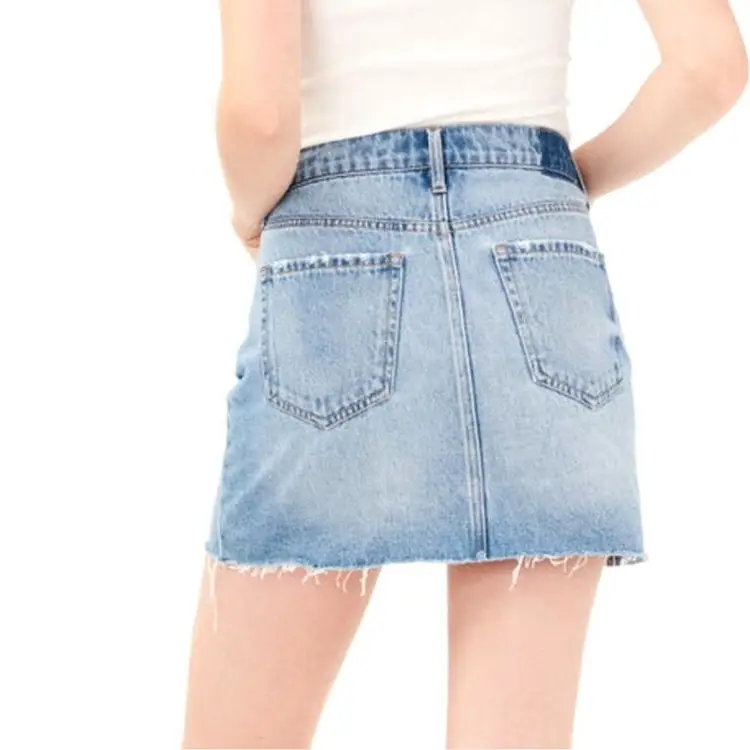 Aeropostale high rise medium wash frayed hem denim mini skirt size 6 