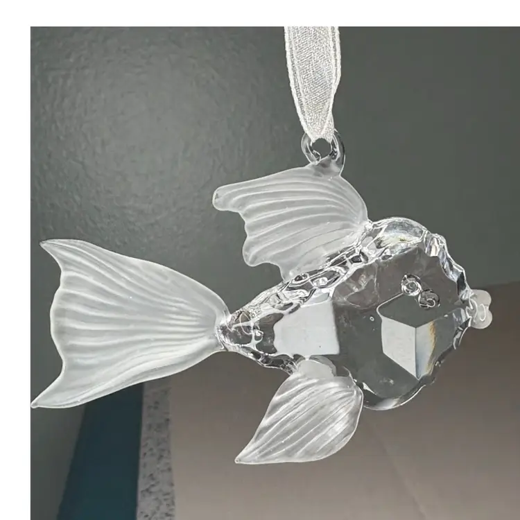 Clear Crystal & Frosted Fish Ornament