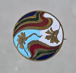 Art Nuevo Enamel Brooch Colorful Pin