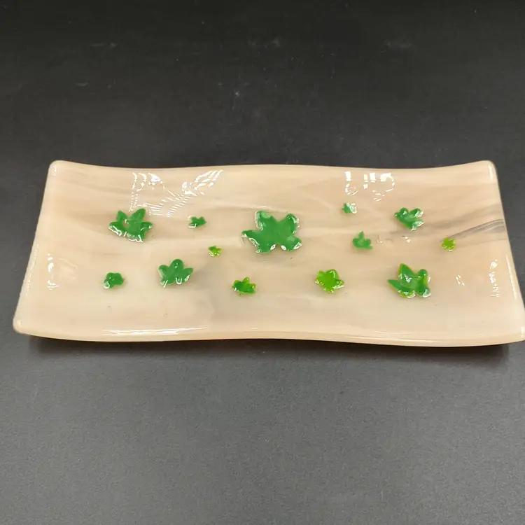 Fused Glass Trinket Dish With Leaf Motif