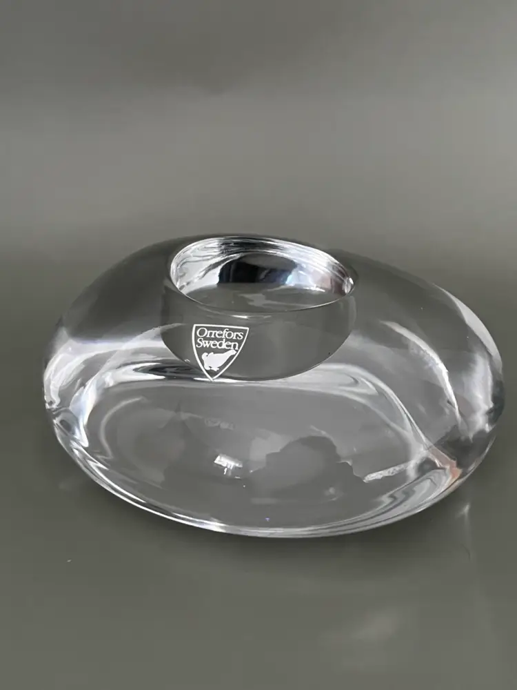 Orrefors Lightstone Lena Bergstrom Crystal River Rock  Votive Candle Holders (2)