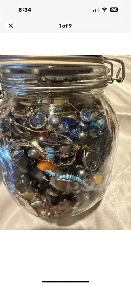 Jewelry Jar. Earrings Necklaces Bracelets Brooches 2.5 Lb. All Wearable #17