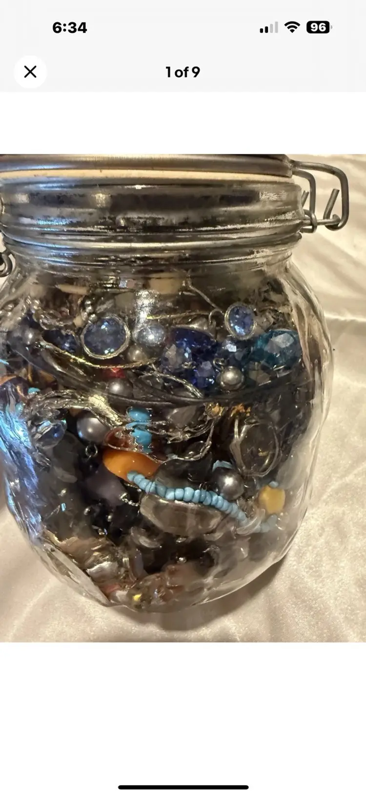 Jewelry Jar. Earrings Necklaces Bracelets Brooches 2.5 Lb. All Wearable #17