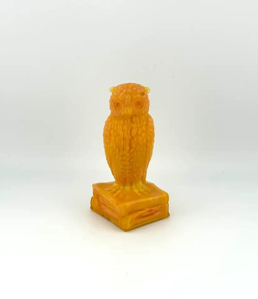Vintage Degenhart Wise Ole’ Owl Bittersweet Slag Glass Figurine 1.5“x 1.75”x 3.75”