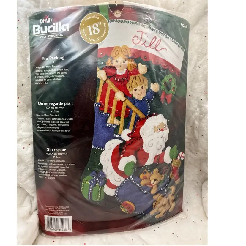 Vintage “No Peeking” Bucilla Felt Christmas Stocking Kit