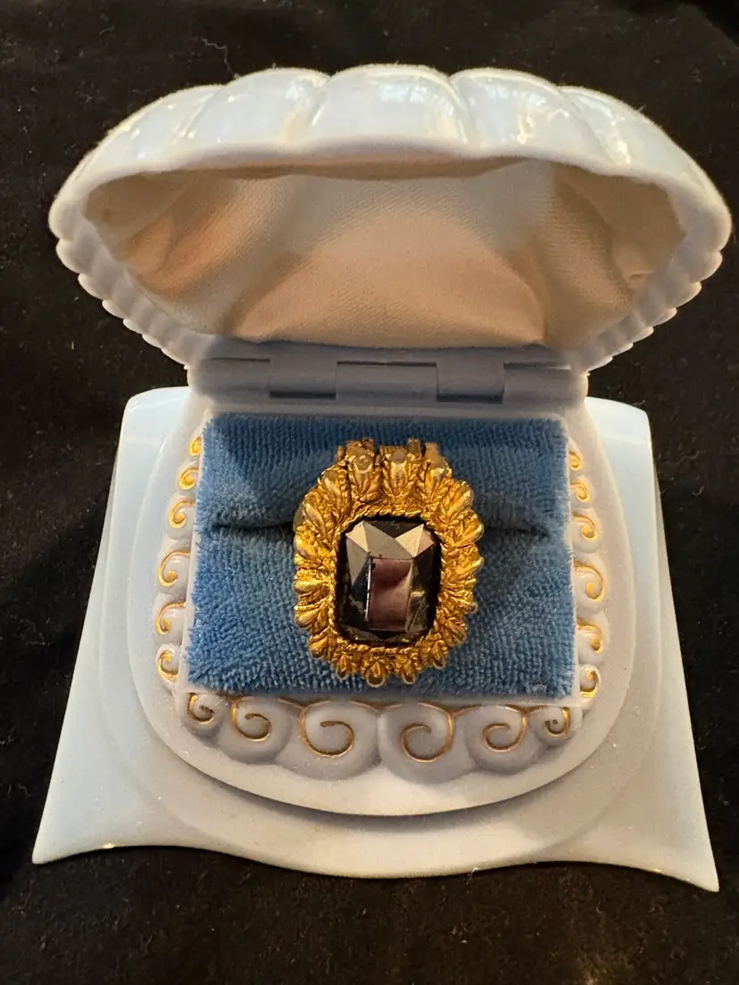 Vintage Gold Plates Poison Ring Size 8 Some wear on Stone