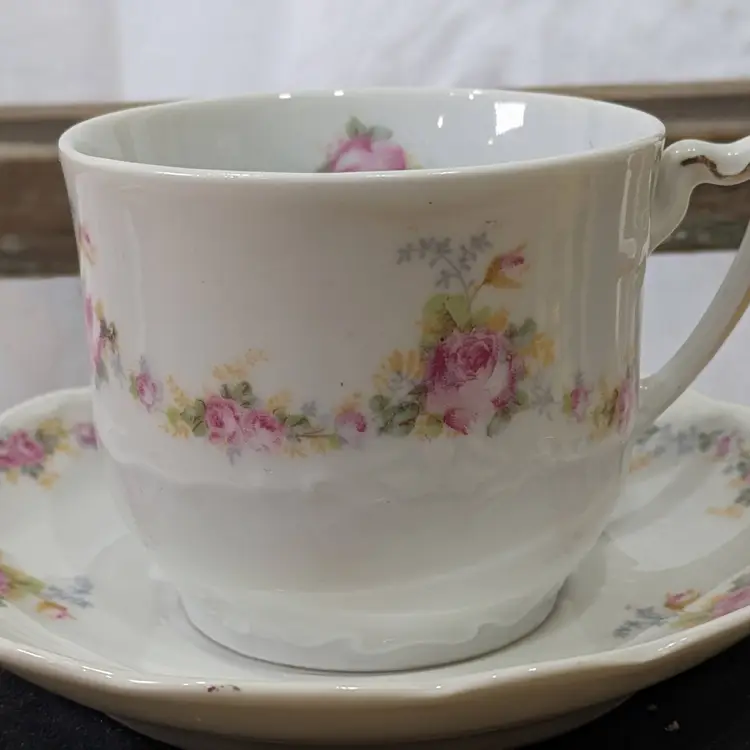VTG KPF Germany Teacup & Saucer Pink Roses