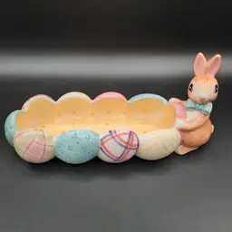 Fitz & Floyd A Good Egg Easter Bunny Rabbit Candy Dish Cracker Tidbit Tray