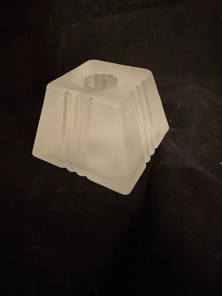 Vintage Frosted Glass taper candle holder/ marble holder