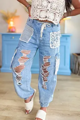 NEW POL The Carefree Blue Denim Jogger Size M