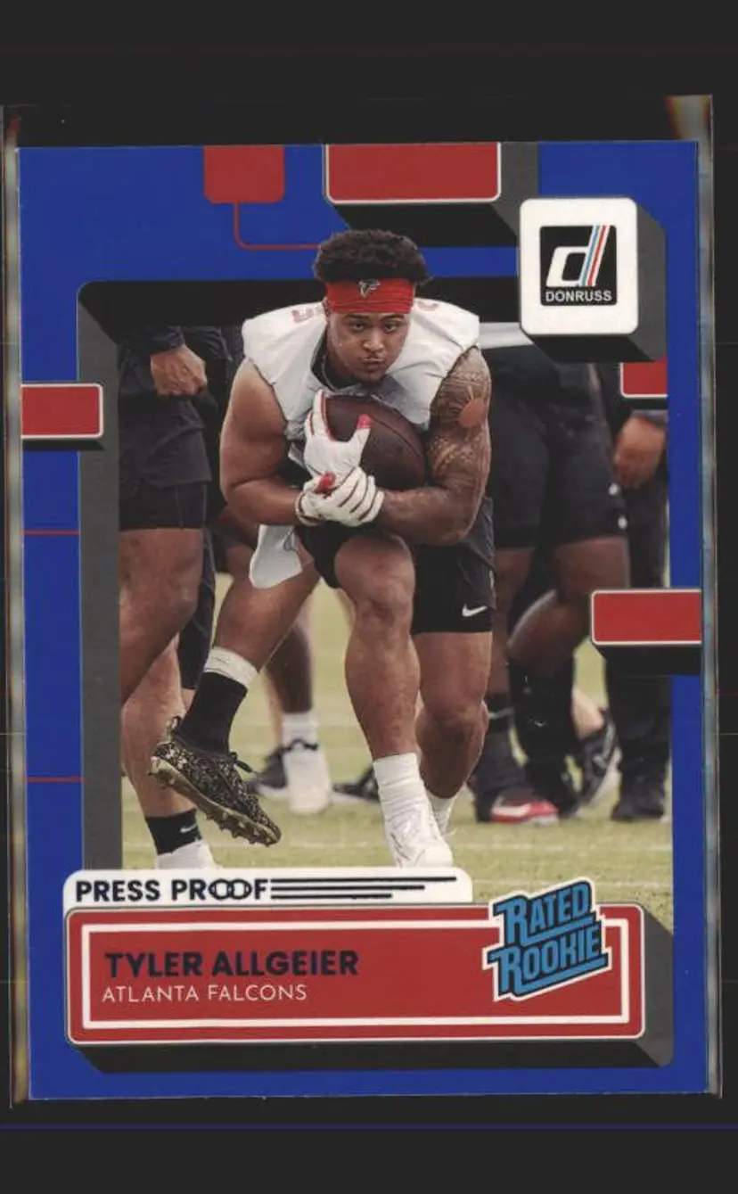 2022 Donruss #344 Tyler Allgeier Blue Press Proof - (139) - Atlanta Falcons