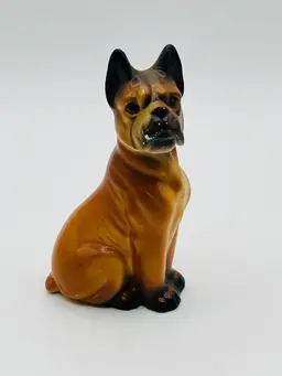 Vintage BOXER Porcelain Dog Statue Figurine