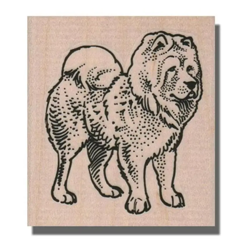 Standing Chow Dog Rubber Stamp