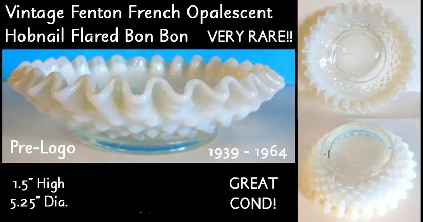 Vintage Fenton French Opalescent RARE Flared Bon Bon Dish