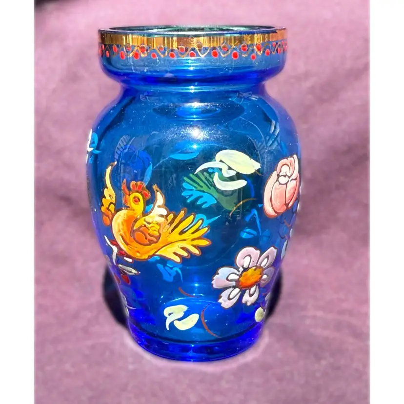 Hand Painted Cobalt Vase