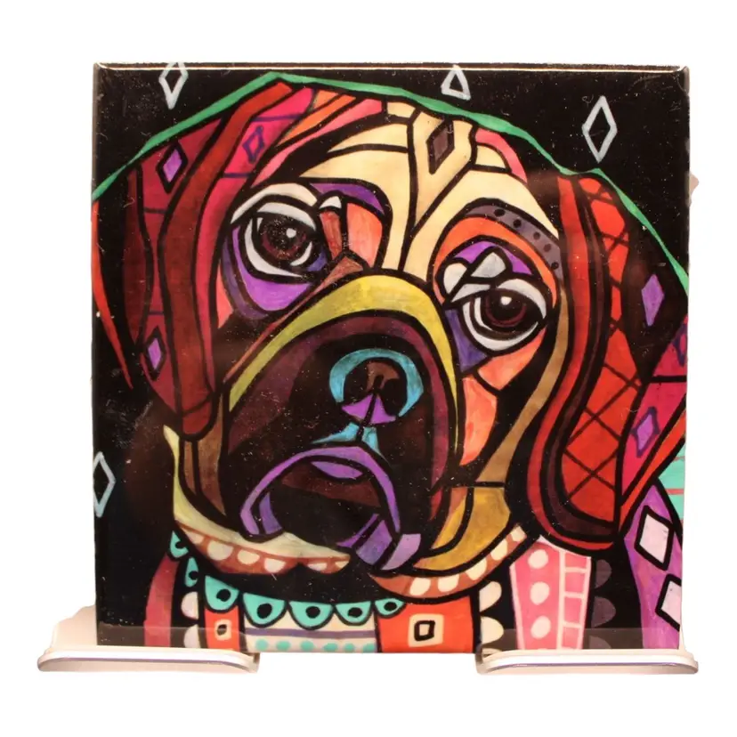 Pop Art 4 1/4βx4 1/4β Ceramic Tile Stylized Dog
