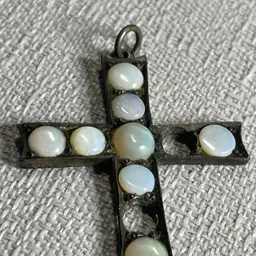 Sterling Silver & Opal Cross Pendant
