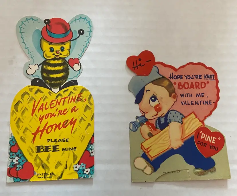 Set Of Two Vintage Valentine Greetings ~4β X 3β