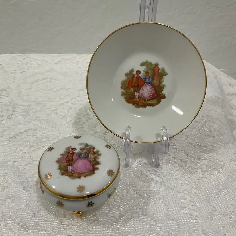 🎉Limoges Trinket Dish & Box Bundle - Courting Couple