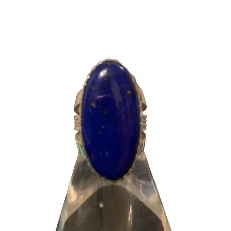 Stunning Lapis Ring Set In Sterling Silver.  Size 8