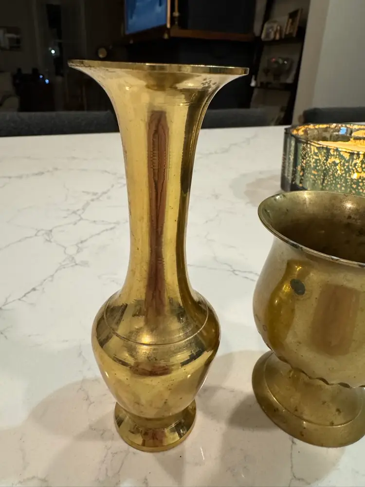 Vintage Brass Vase Duo