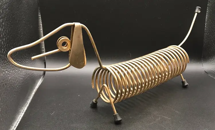 Vintage Brass wired Dog for mail letters, Etc. About a Foot long.