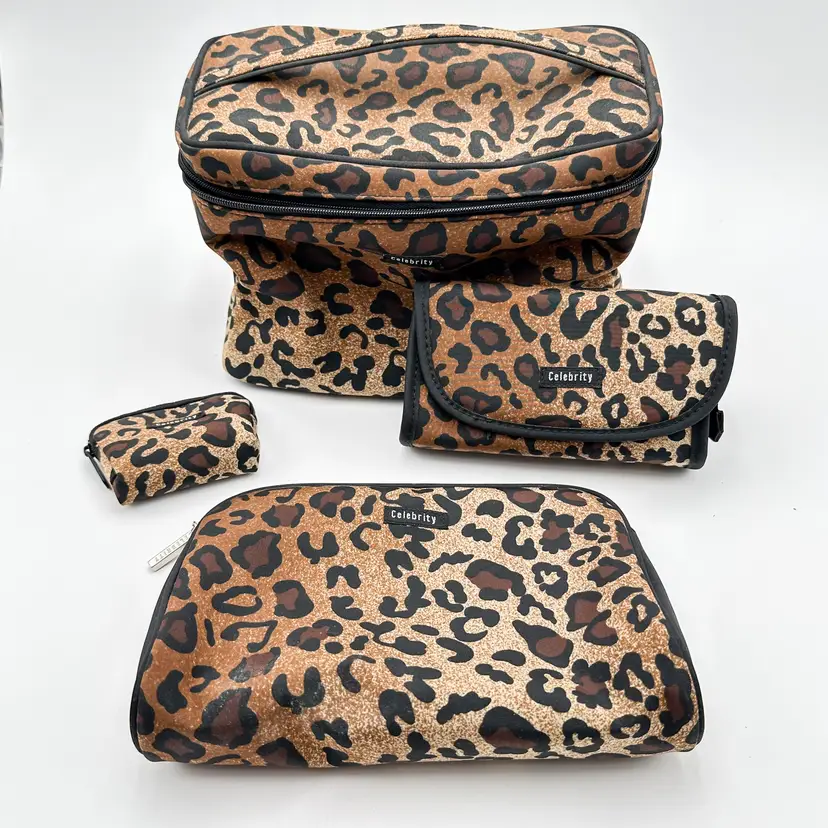 Celebrity Animal Print 4 Piece Cosmetic Travel Bag Set 10" x 8" x 5" B25
