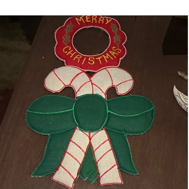 Vintage Fabric Doorknob Hanger With Candy canes