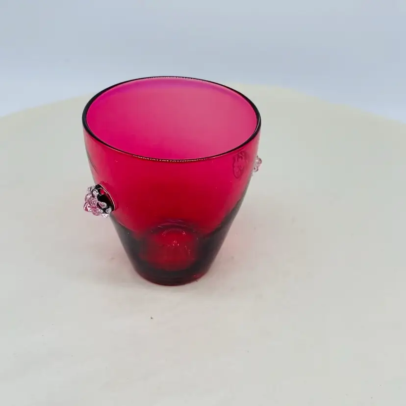 #0420 Ruby Red Or Cranberry Glass With Clear Applied Berry Punts