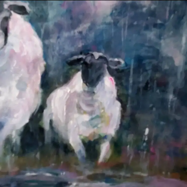 Orginal Art Acrylic Sheep Painting 8 x 6" on Archival Paper Irish Sheep OOAK