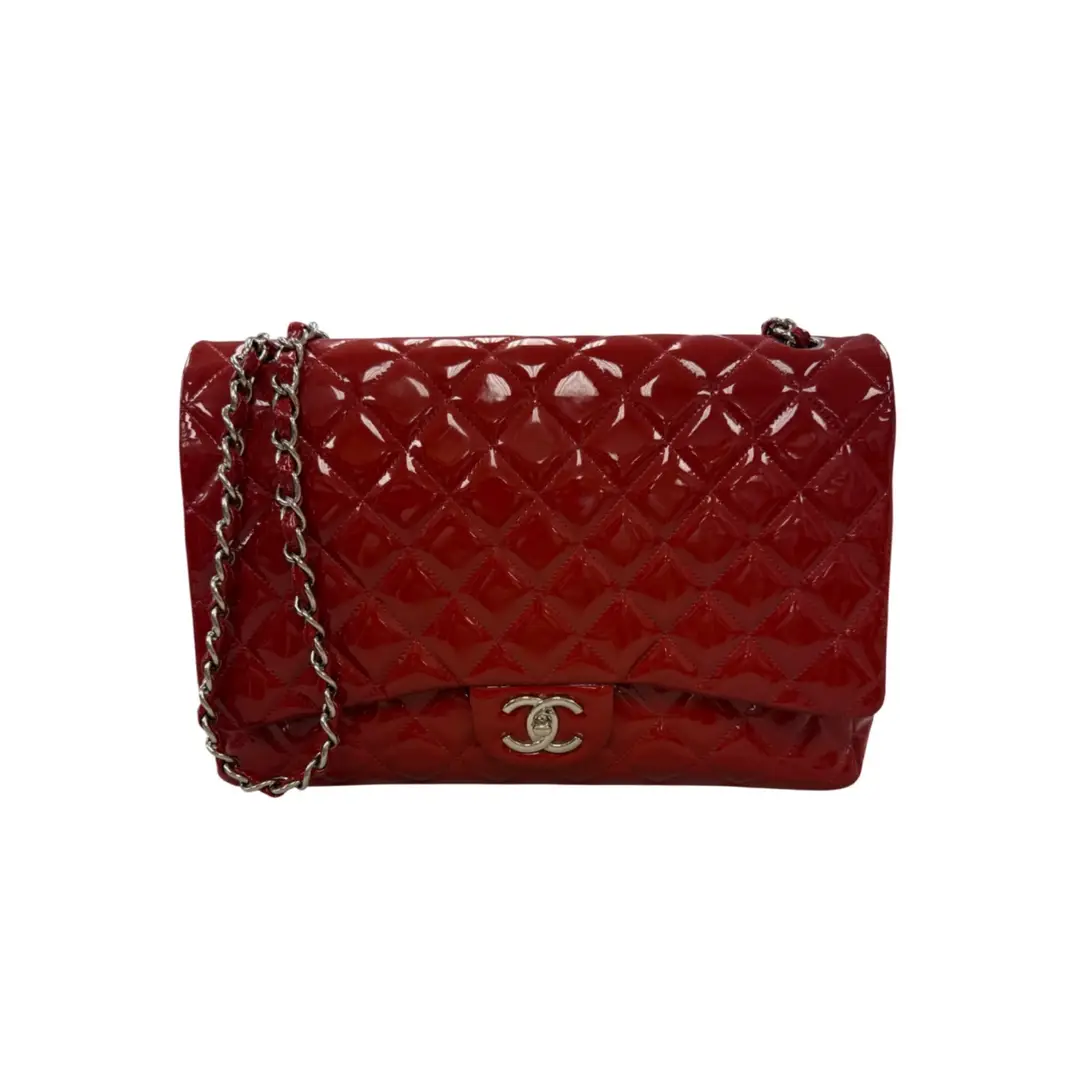 Chanel Red Patent Maxi Flap