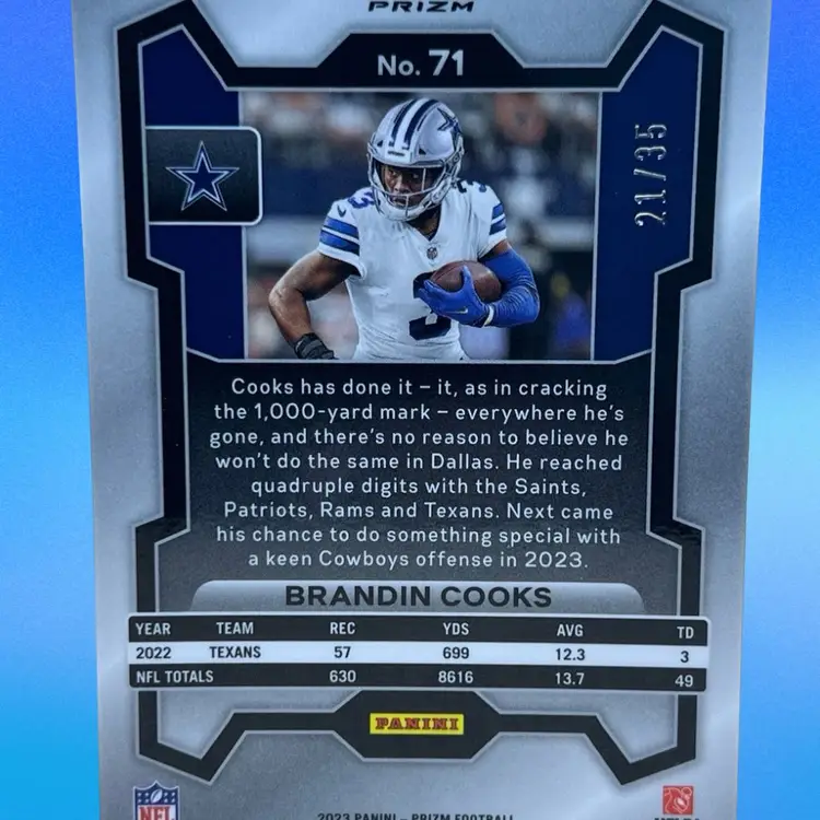 Brandon Cooks 2023 Panini Prizm FUSCIA Disco #71 /35 Dallas Cowboys