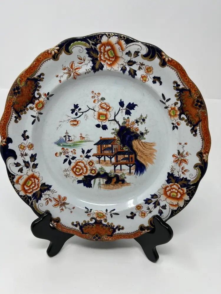 Antique Masons Imari Well & Tree Plate English Ironstone 10 1/8” D 19th Century