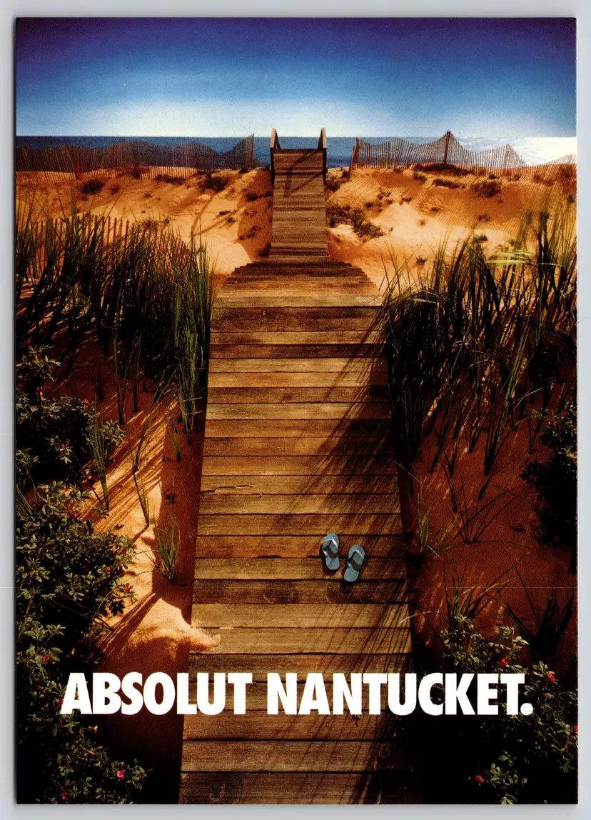 Postcard Absolut Nantucket Vodka Alcohol Advertising 1995 Beach Vibes - 14539