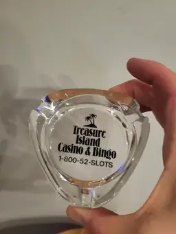 Vintage Ashtray Treasure Island Casino and Bingo Clear Glass
