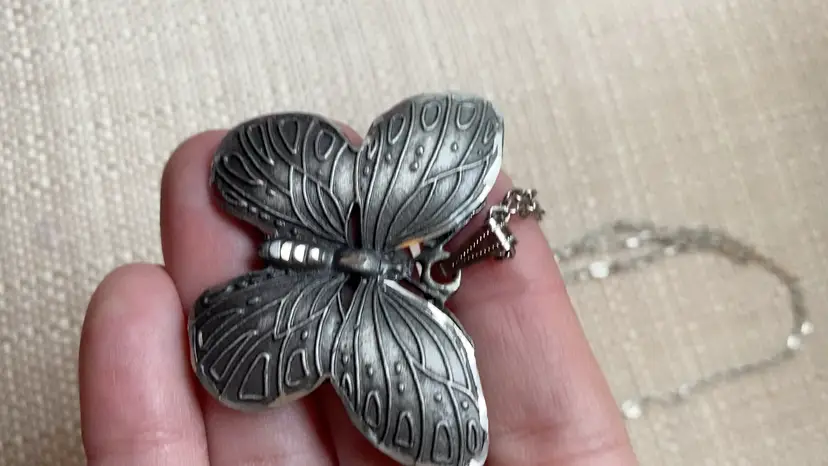 Pewter vintage butterfly necklace