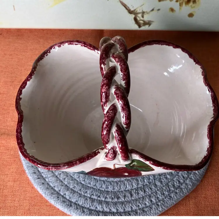 Signed Nichol’s Pottery Basket  Apples 2001