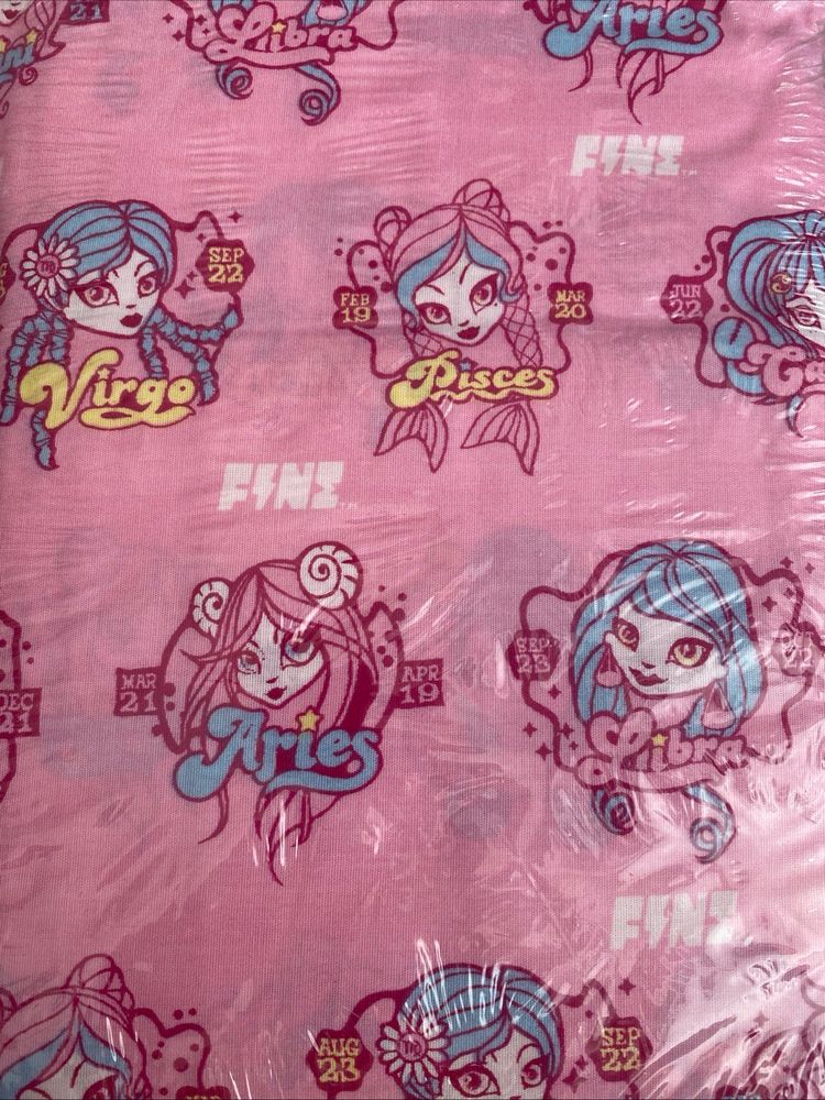 Vintage Zodiac Full Size  Flat Sheet  New In Package Pink