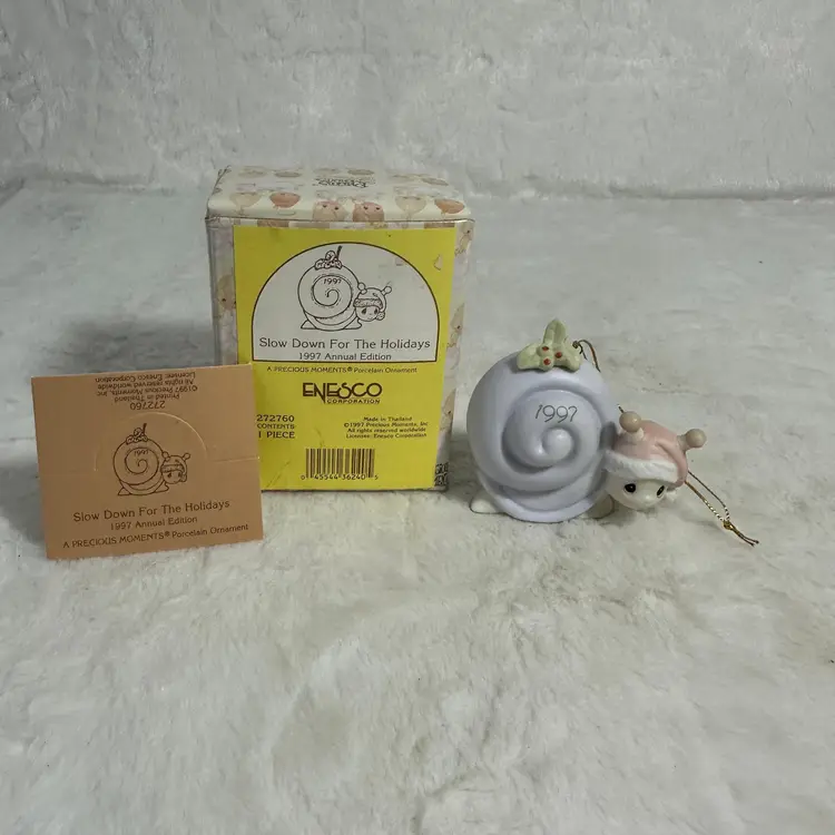Precious Moments Annual Ornament 1997 Snail Slow Down for the Holidays by Enesco