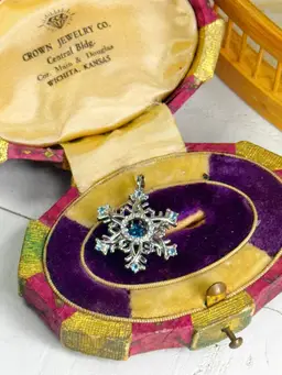 Sterling Silver Blue Topaz Snowflake Pendant