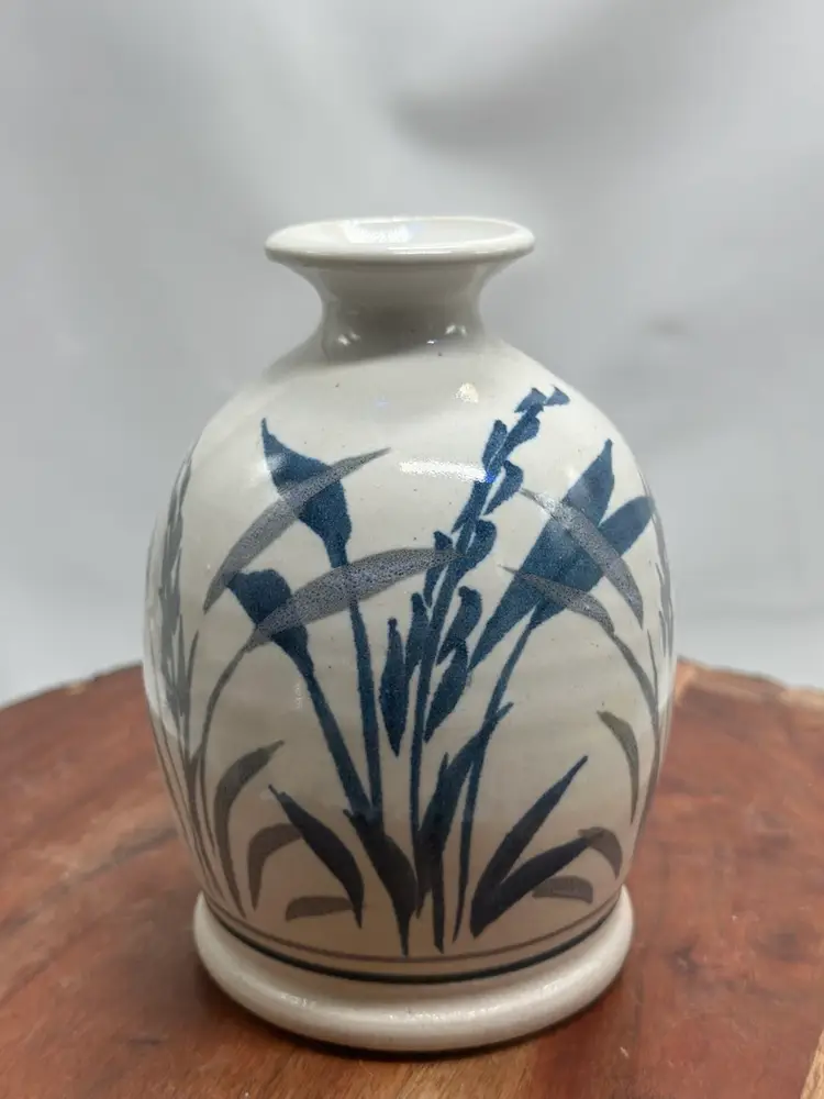 Pottery Vase Floral Handmade Orchids Small Mouth