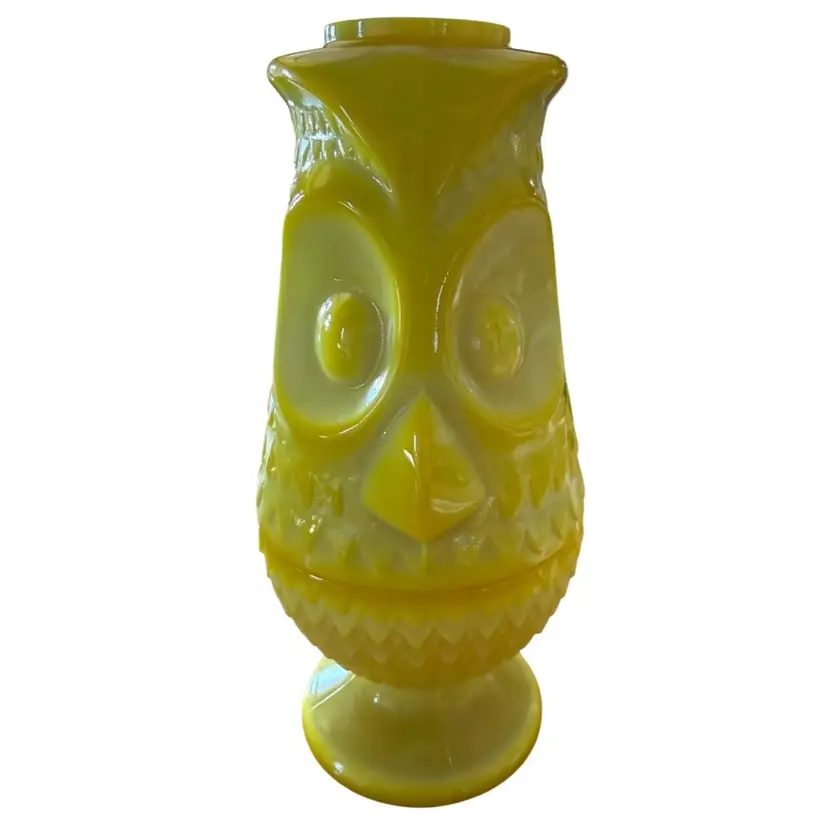 Yellow Moser Glass Owl Fairy light UV Reactive