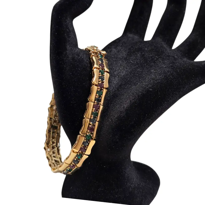 Vtg Joan Rivers sign Interchange Rinestone Bracelet