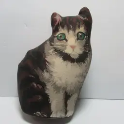 vintage brown sitting cat fabric stuffed animal sitting kitty Toy Works
